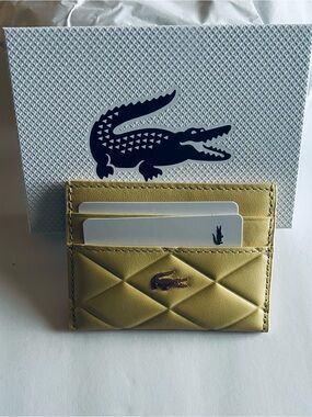 Lacoste Quilted Card Holder in Mustard Yellow